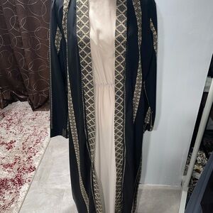 Elegant Black and Gold Long Kimono